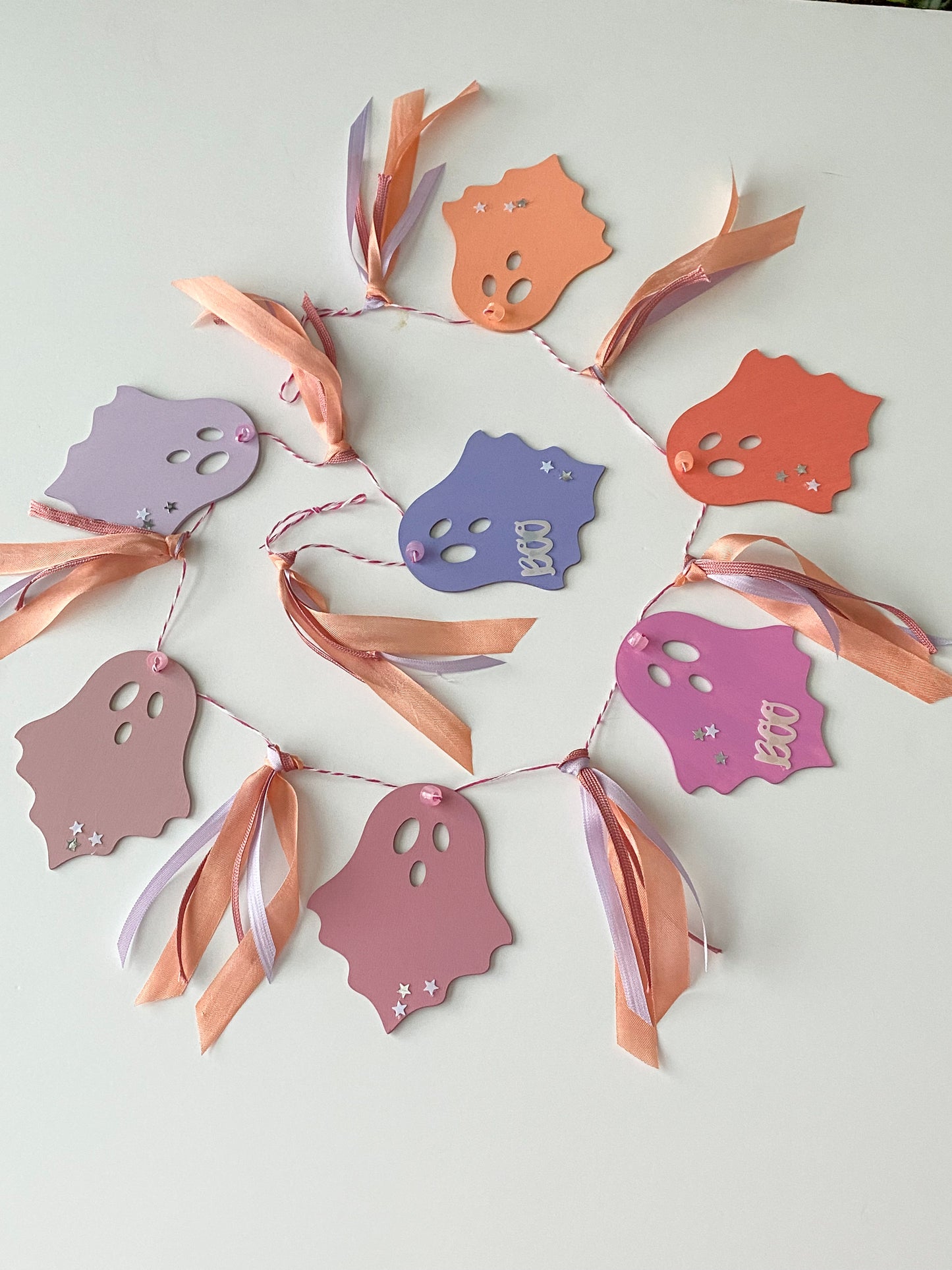 Wooden Pastel Ghost Garland