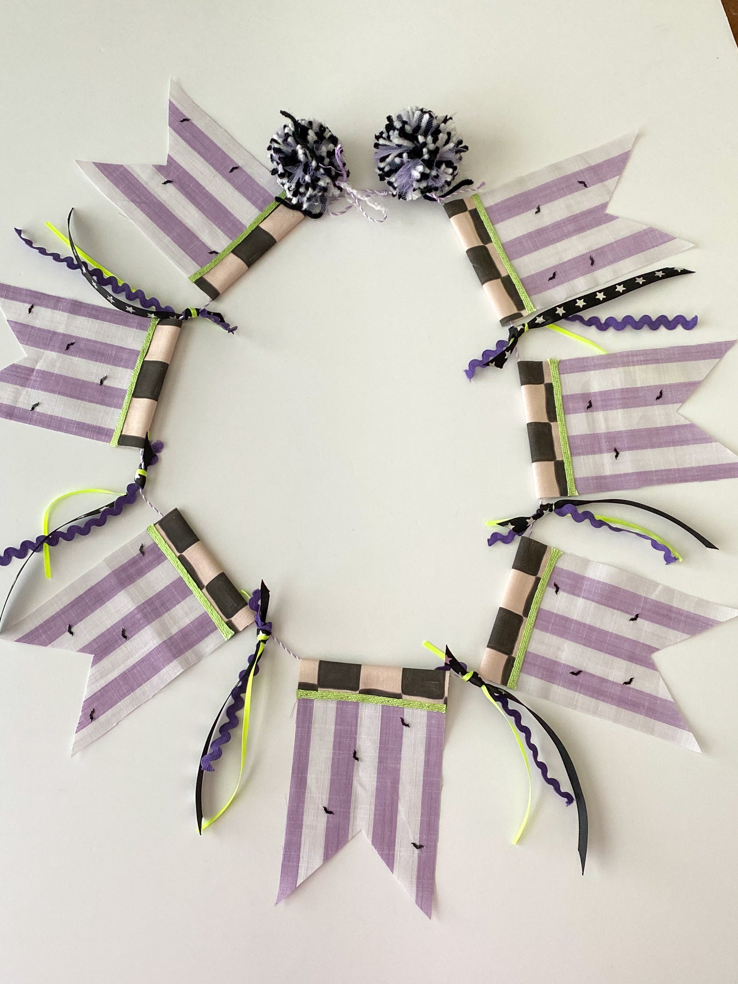 Purple & Green Striped Garland