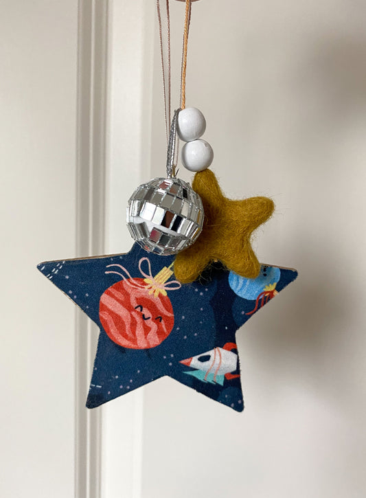 Disco Space Ornament - Yellow Star