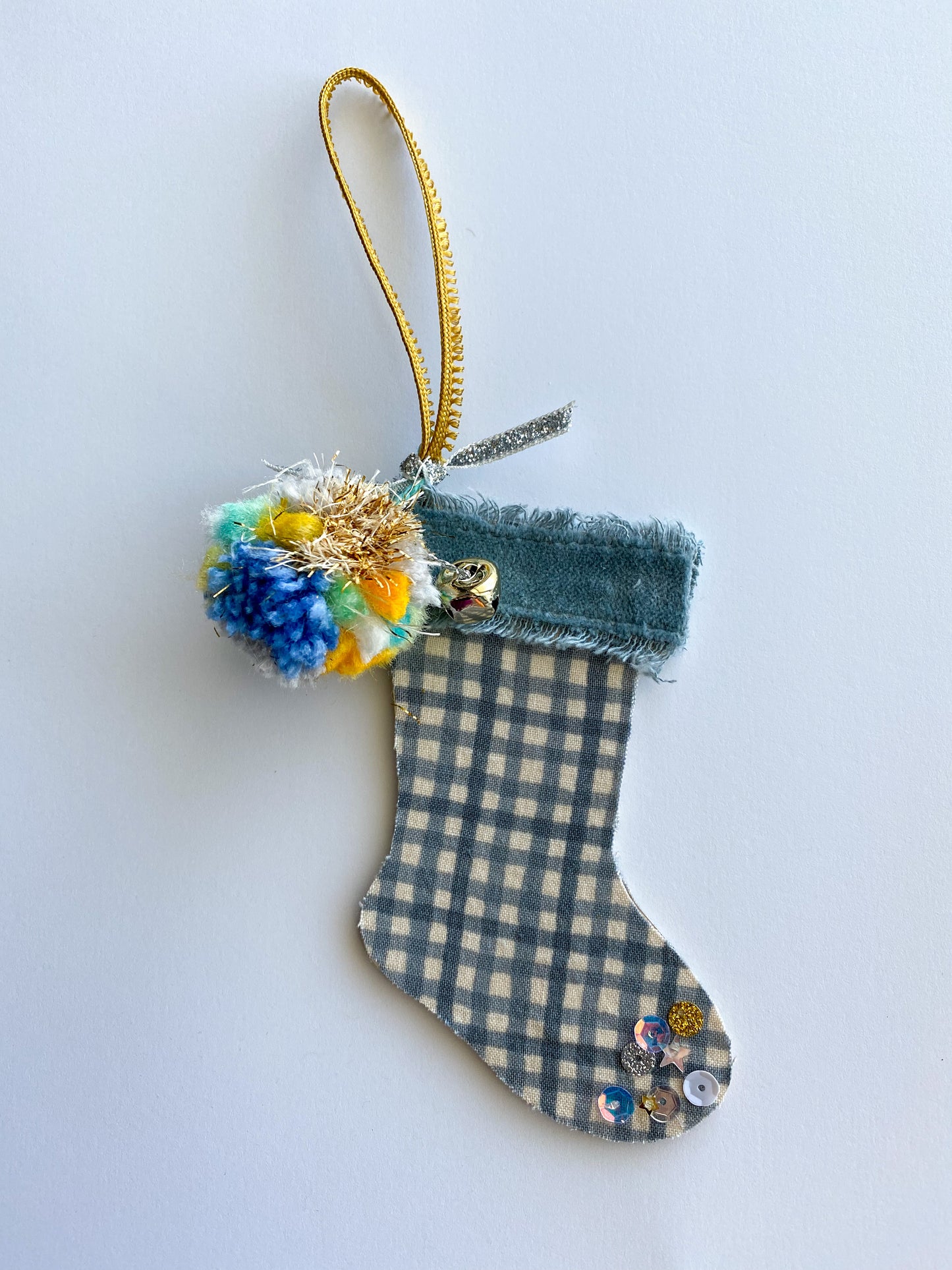 Stocking Ornament - Blue Plaid