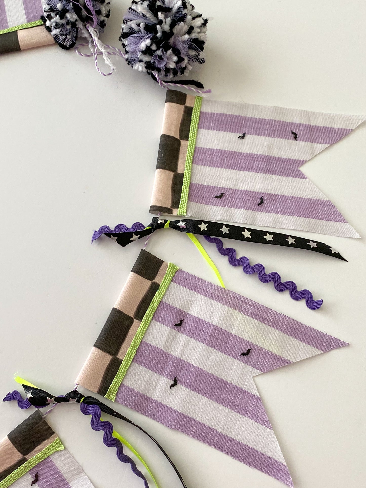 Purple & Green Striped Garland