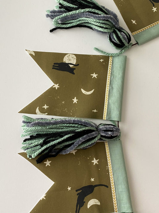 Olive Green & Black Cat Garland