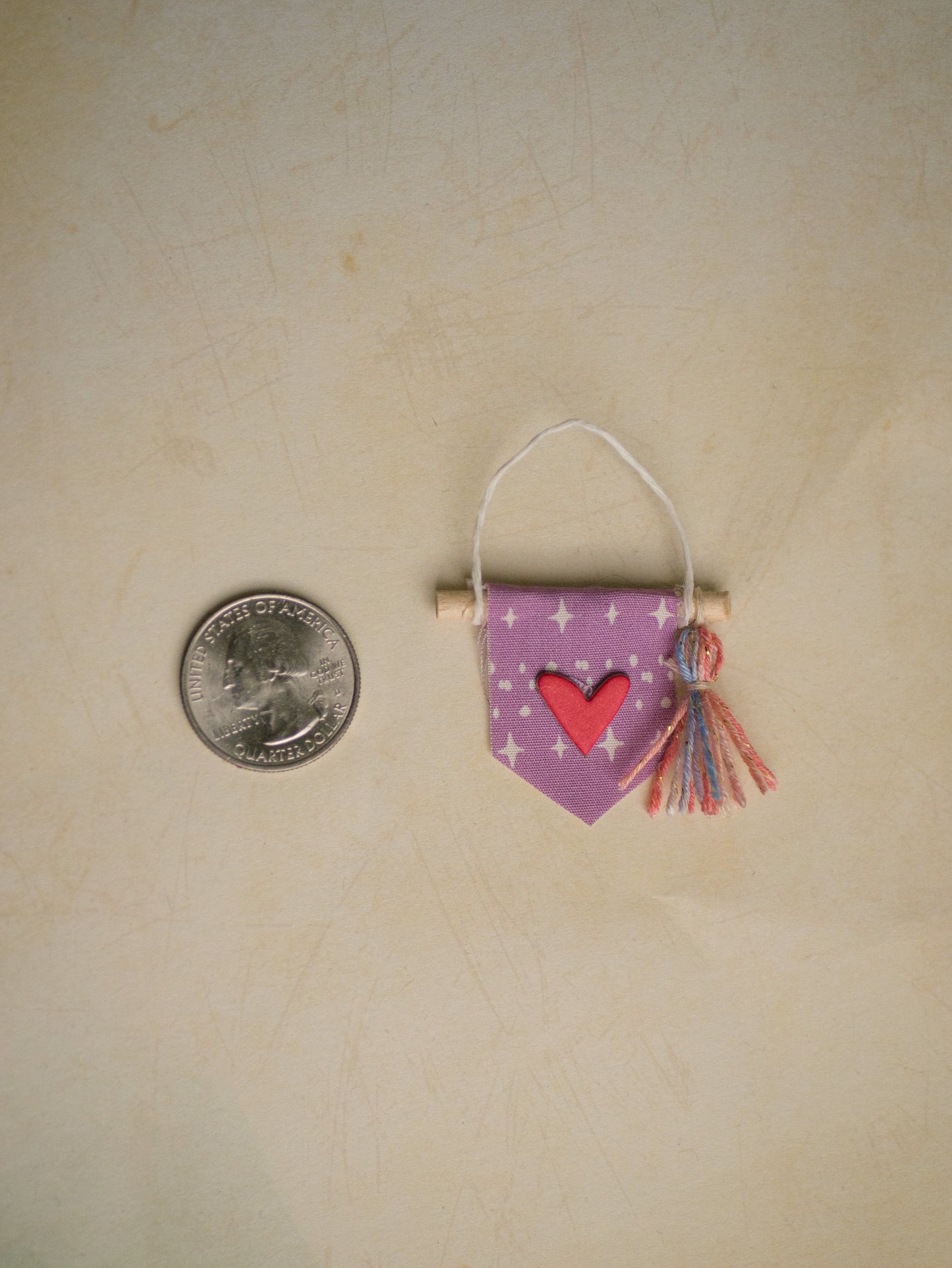 Miniature Heart Wall Hanging - Purple & Red