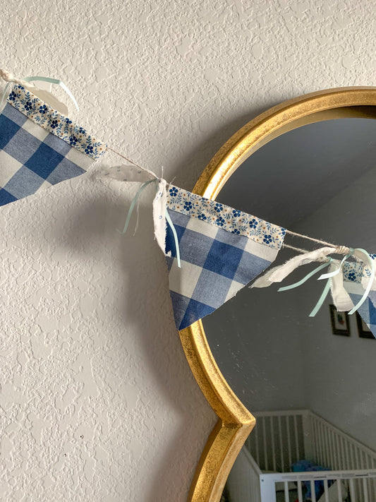 Floral & Gingham Flag Garland