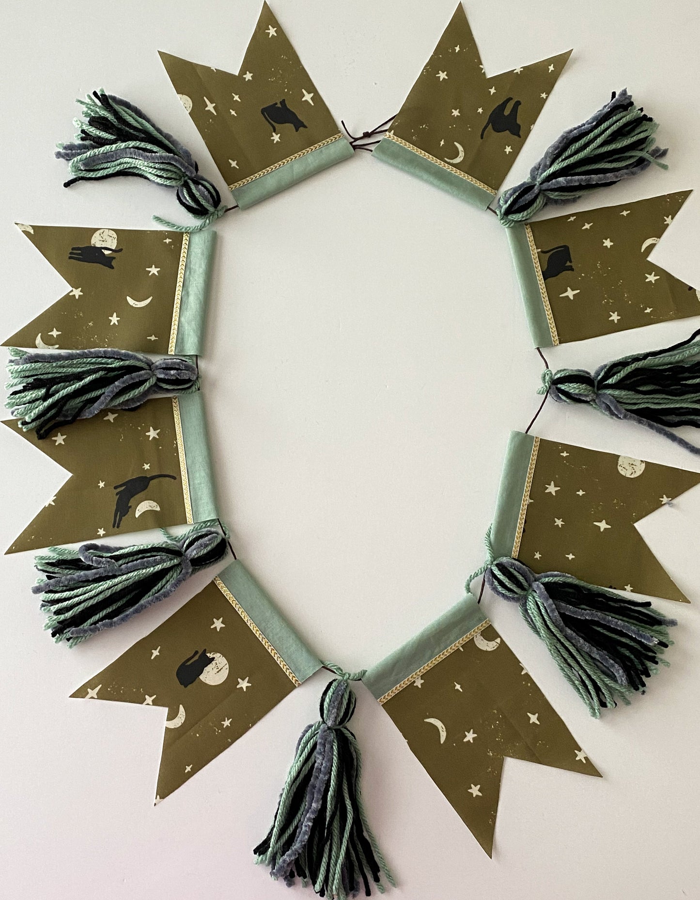 Olive Green & Black Cat Garland