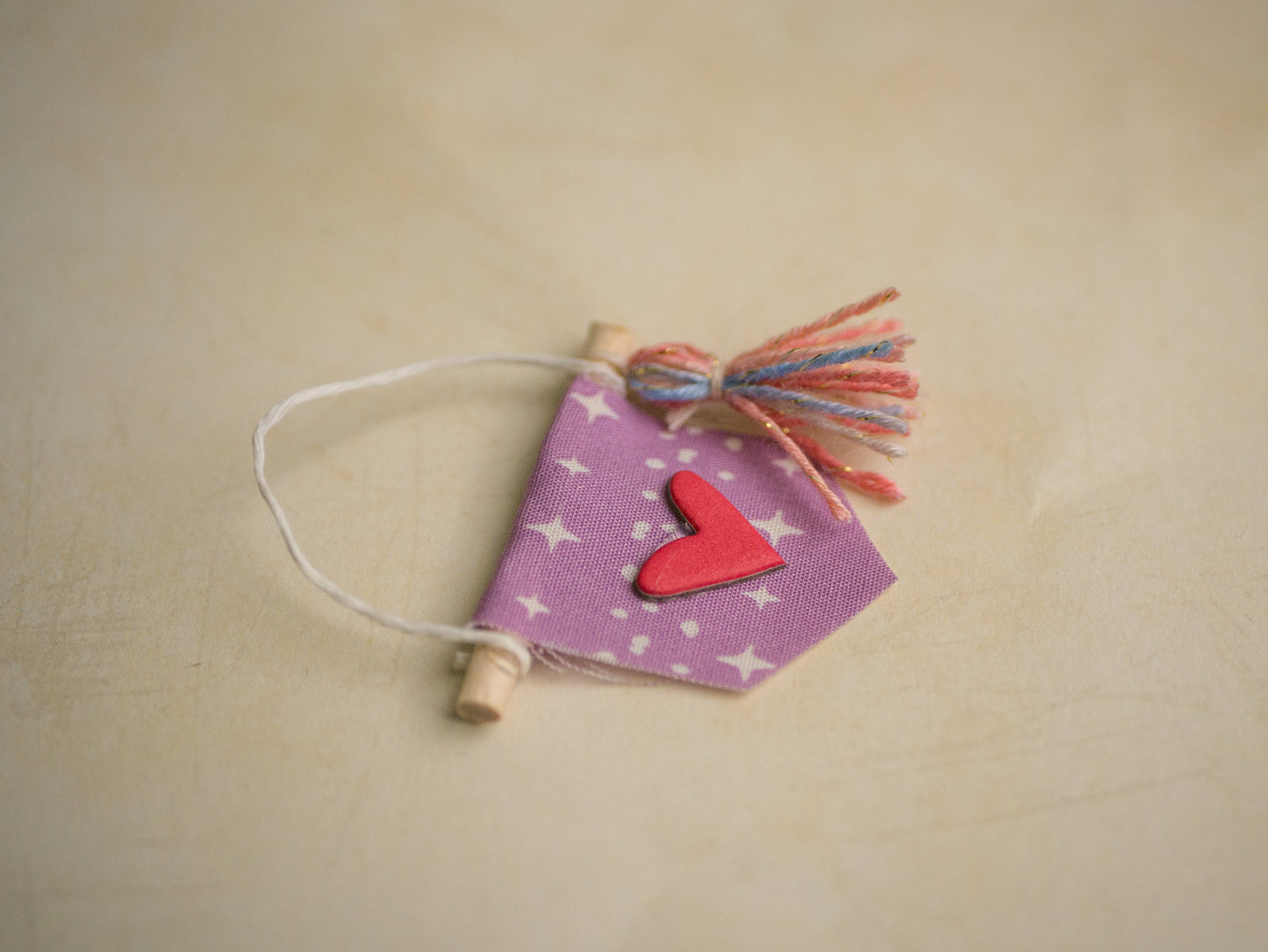 Miniature Heart Wall Hanging - Purple & Red