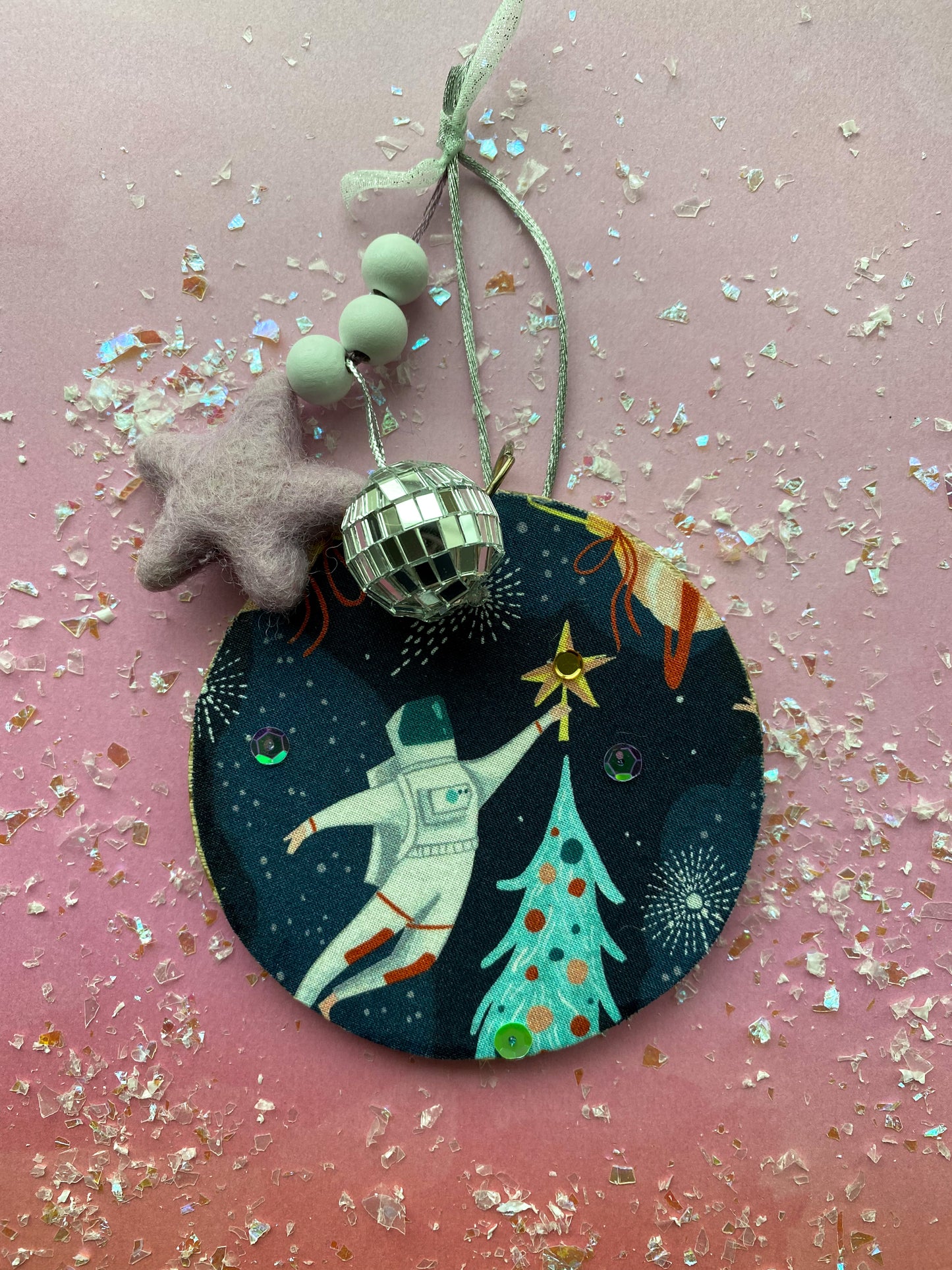 Disco Circle Ornament - Purple Star