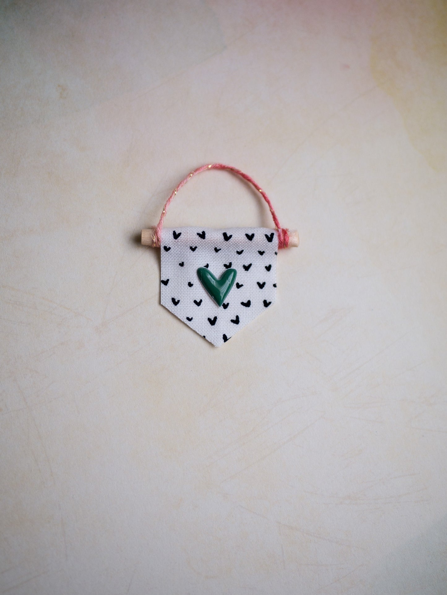 Miniature Heart Wall Hanging - Dark Green