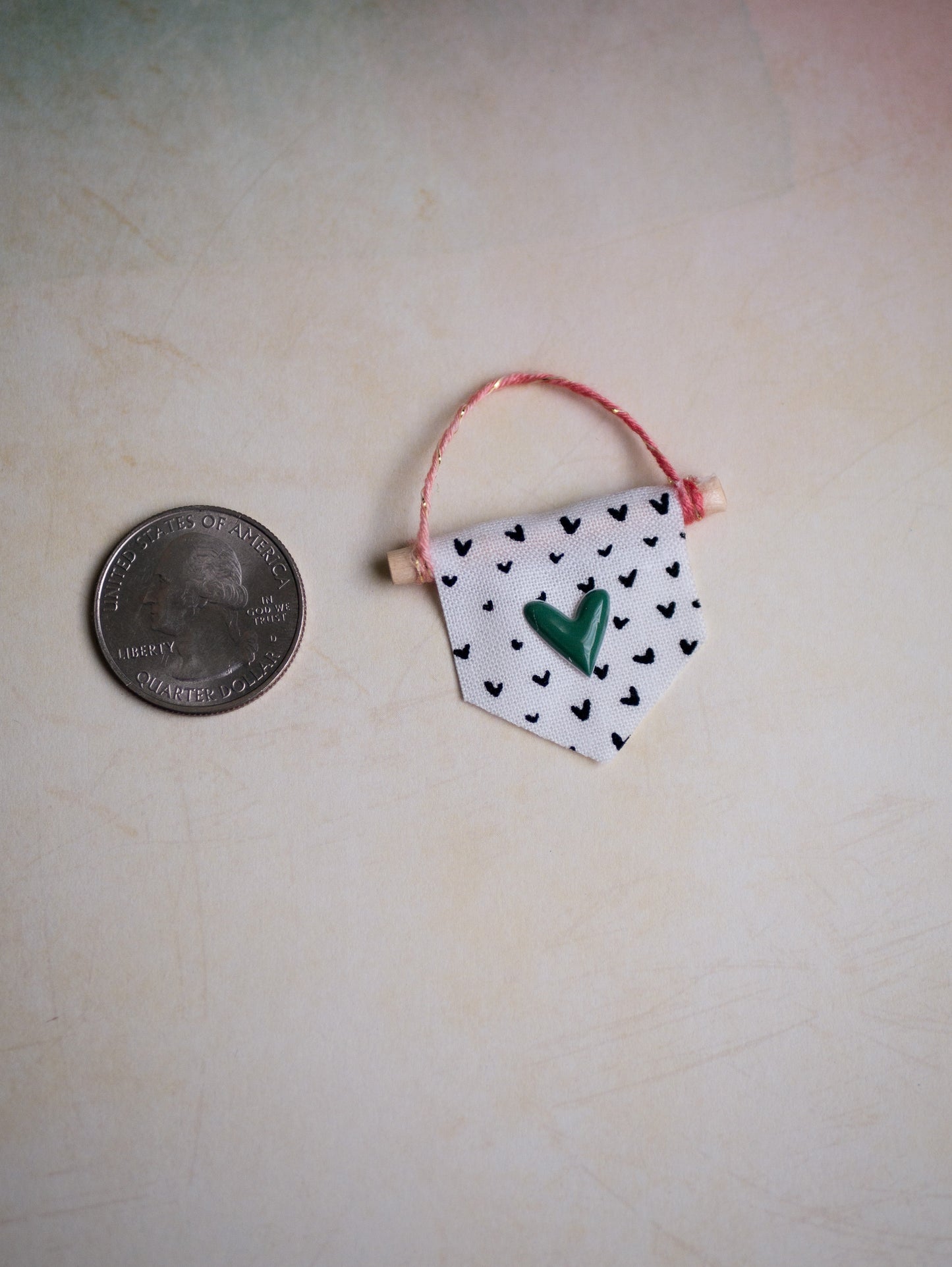 Miniature Heart Wall Hanging - Dark Green