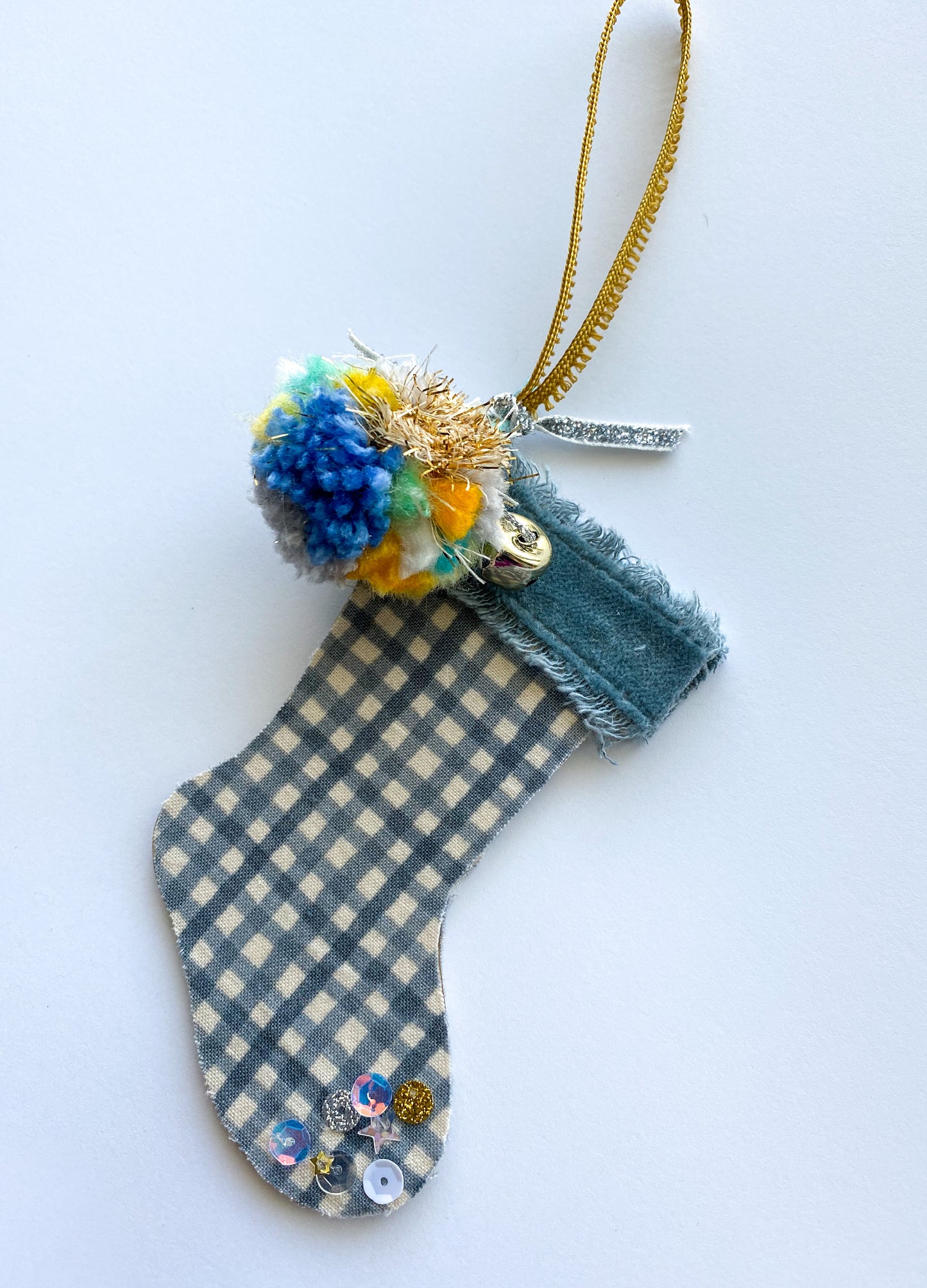 Stocking Ornament - Blue Plaid