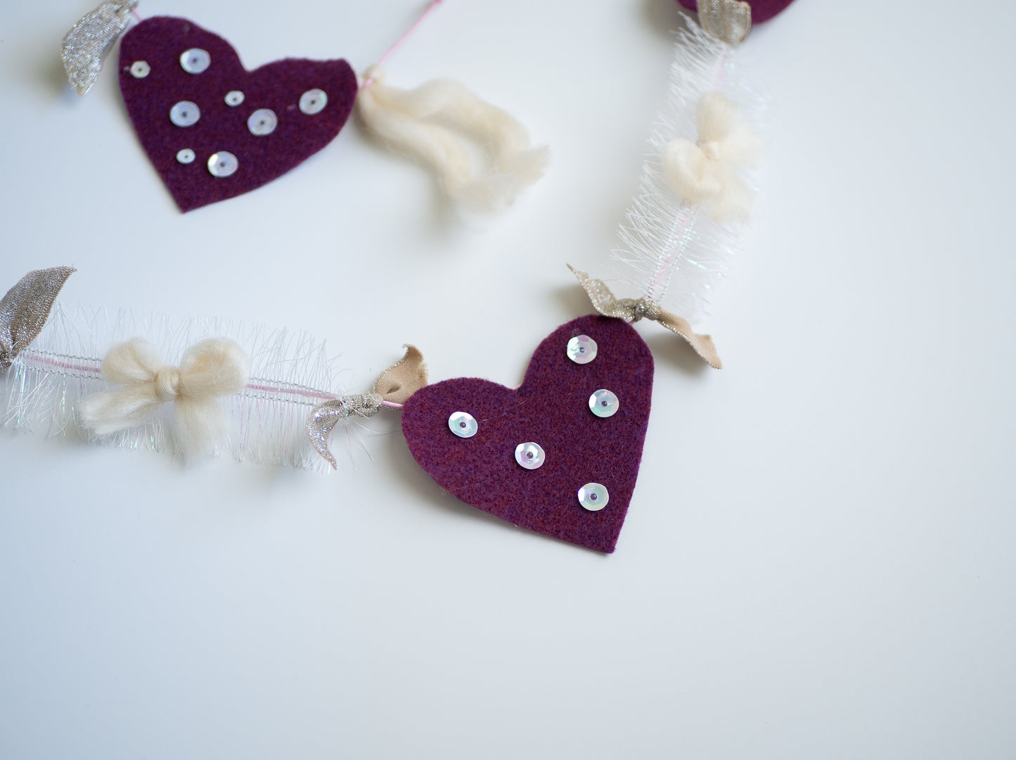 Maroon Sequin Heart Garland