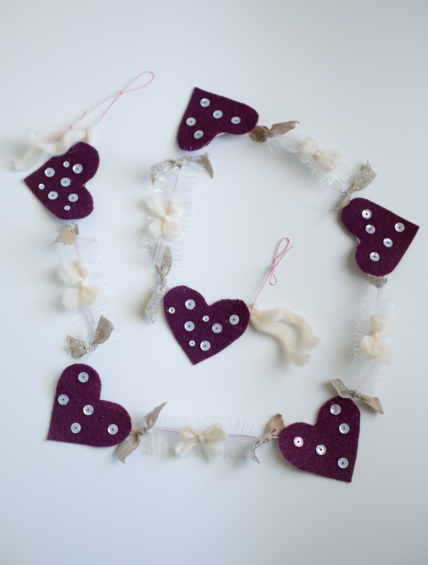 Maroon Sequin Heart Garland