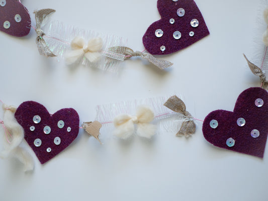 Maroon Sequin Heart Garland